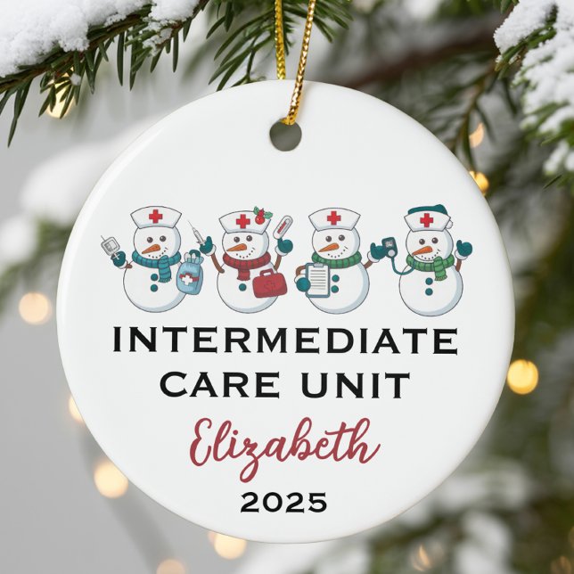 Intermediate Care Unit Cute Snowflake Nurse  Ceramic Ornament (Creator Uploaded)