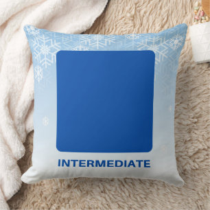 Intermediate Skier Blue Square Trail Sign Cushion