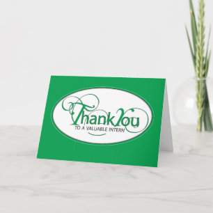 Intern Thank You Green Script Card