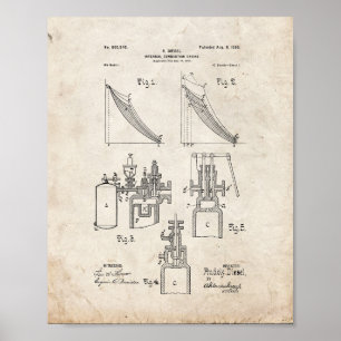 Internal Combustion Engine Patent - Old Look Poster