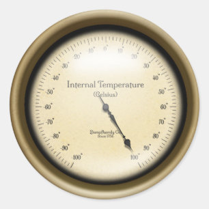 Internal Temperature Gauge Steampunk Industrial Classic Round Sticker
