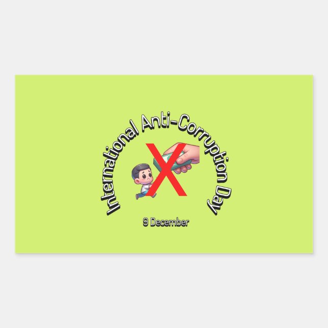 International Anti-Corruption Day. 9 December Rectangular Sticker (Front)
