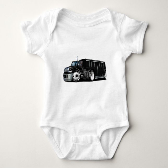 International Black Delivery Truck Baby Bodysuit (Front)