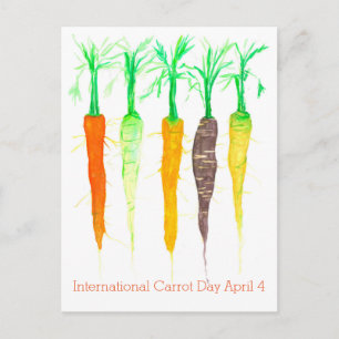 International Carrot Day April 4 Watercolor Postcard