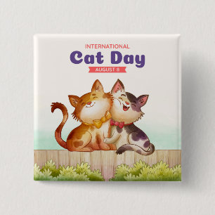 International Cat Day 15 Cm Square Badge