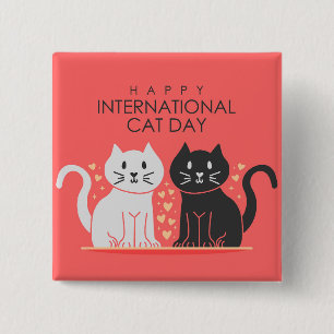 International Cat Day 15 Cm Square Badge