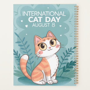 International Cat Day Cute Whimsical Cat Art Planner