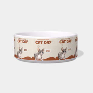 International Cat Day Sphynx Celebration Art Bowl