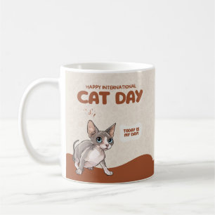 International Cat Day Sphynx Celebration Art Coffee Mug