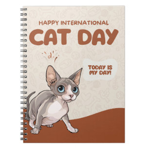 International Cat Day Sphynx Celebration Art Notebook