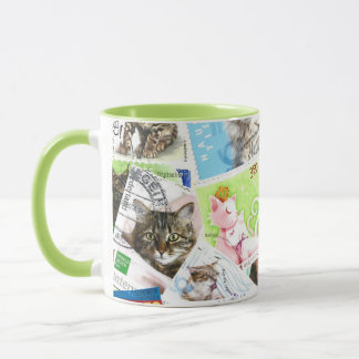 International Cat Postage Stamp  Mug