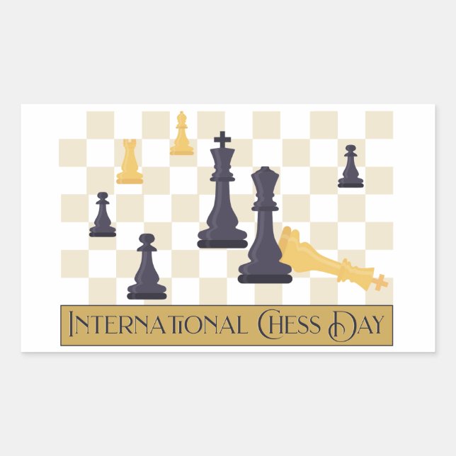International Chess Day Rectangular Sticker (Front)