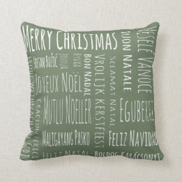 International Christmas Green Cushion