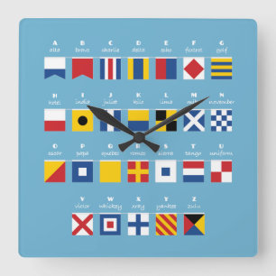 International Code of Signals Alphabet Square Wall Clock