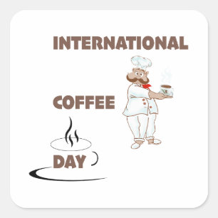 international coffee day  square sticker