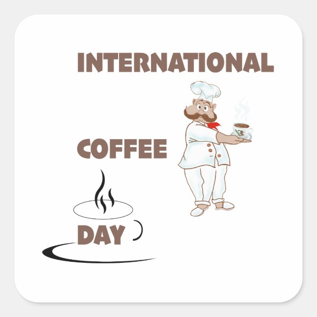 international coffee day  square sticker (Front)