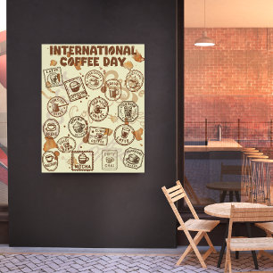 International Coffee Day Vintage Stamp Poster