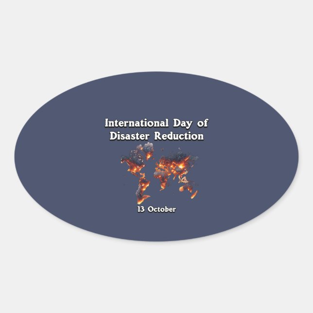 International Day for Disaster Risk Reduction. Oval Sticker (Front)
