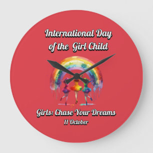 International Day of the Girl. chase Your Dreams. Large Clock