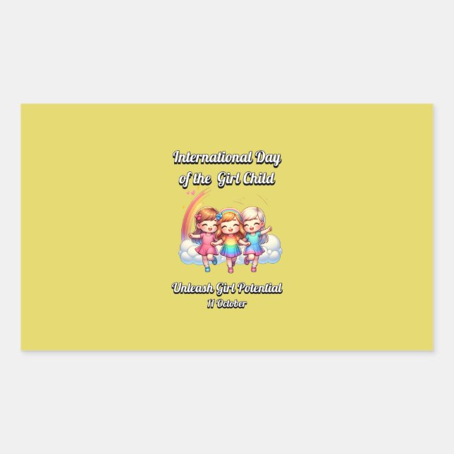 International Day of the Girl.  Girl Potential. Rectangular Sticker (Front)
