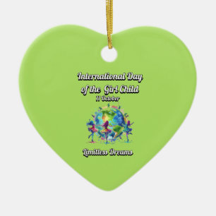 International Day of the Girl. Limitless Dreams.  Ceramic Ornament