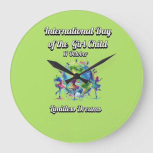 International Day of the Girl. Limitless Dreams.  Large Clock