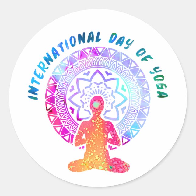 International Day of Yoga Classic Round Sticker (Front)