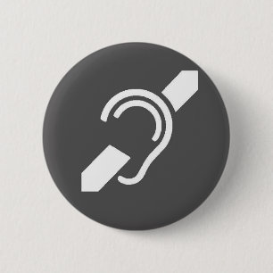 International Deaf Button White on Grey
