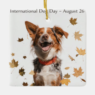 International Dog Day Australian Shepherd Art Ceramic Ornament