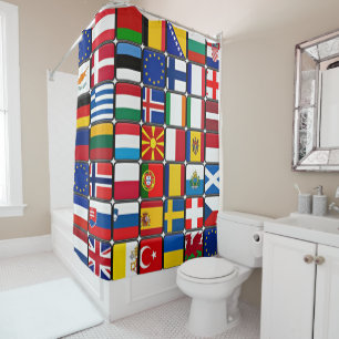 International Flag Collage Shower Curtain