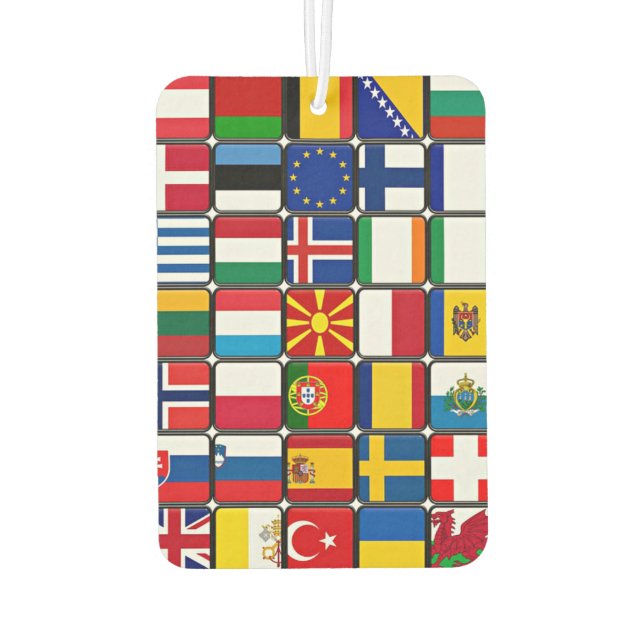 International flag collage, world flags car air freshener (Back)