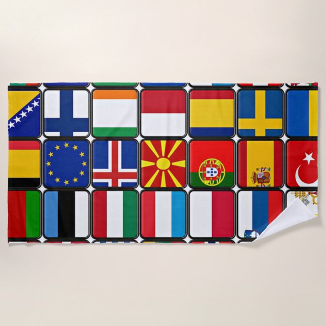 International flag collection, world flags beach towel (Front)
