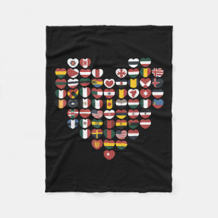 International Flags Heart Love Traveller Souvenir  Fleece Blanket