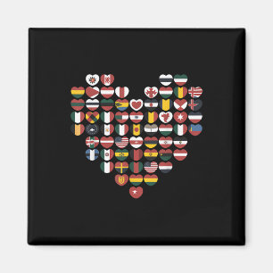 International Flags Heart Love Traveller Souvenir Magnet