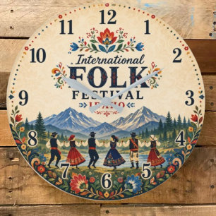 International Folk Festival Idaho  Large Clock
