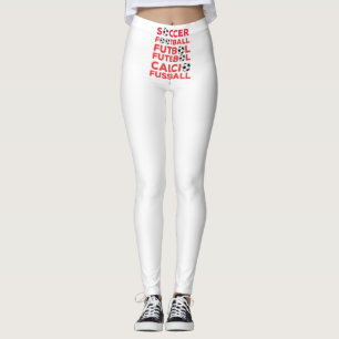 International Football Names Typography Red Sports Leggings