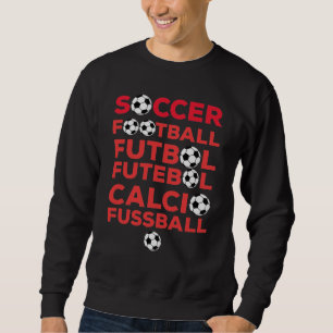 International Football Names Typography Red Sports Sweatshirt