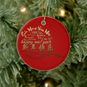 International Gold Wishes Rat New Year 2020 CRO Ceramic Ornament