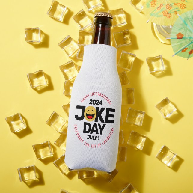 International Joke Day Laughing Face Bottle Cooler (In Situ Summer)