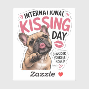International Kissing Day French Bulldog Sticker