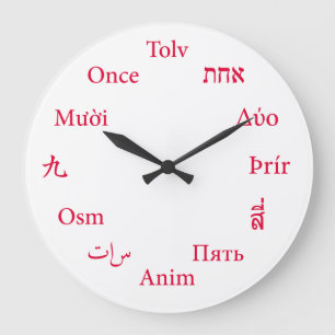 International Languages Clock (Red / Crimson)