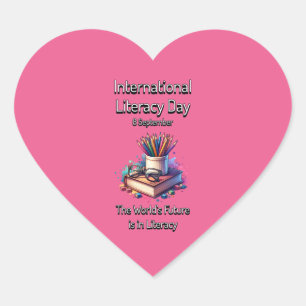 International Literacy Day. September 8 Heart Sticker