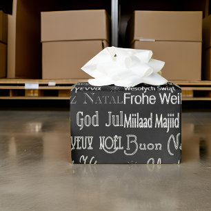 International Merry Christmas Tree Wrapping Paper