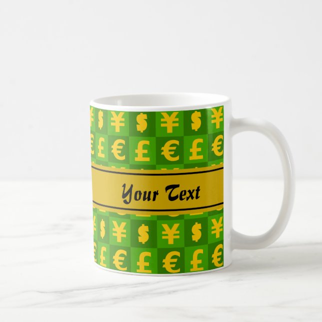 International money currencies signs pattern coffee mug (Right)