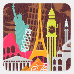 International Monuments Square Sticker