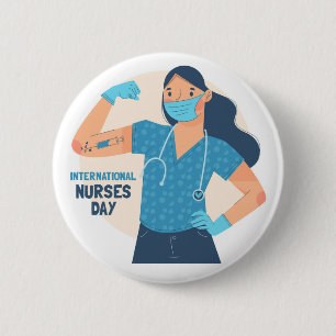 International Nurses Day   Nurses are Strong  Clas 6 Cm Round Badge