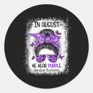 International Overdose Awareness Day Purple Messy Classic Round Sticker