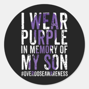 International Overdose Awareness Wear Purple Ribbo Classic Round Sticker