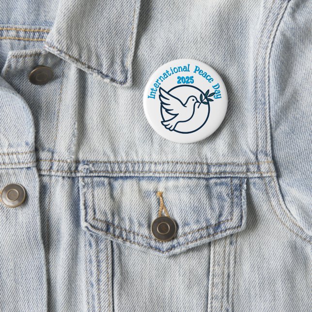 International Peace Day Dove 6 Cm Round Badge (In Situ)
