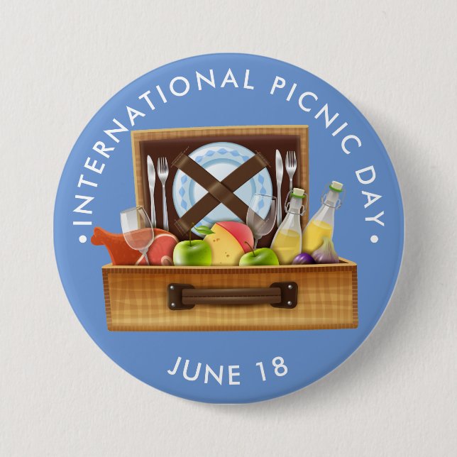 International Picnic Day, PICNIC BASKET 7.5 Cm Round Badge (Front)